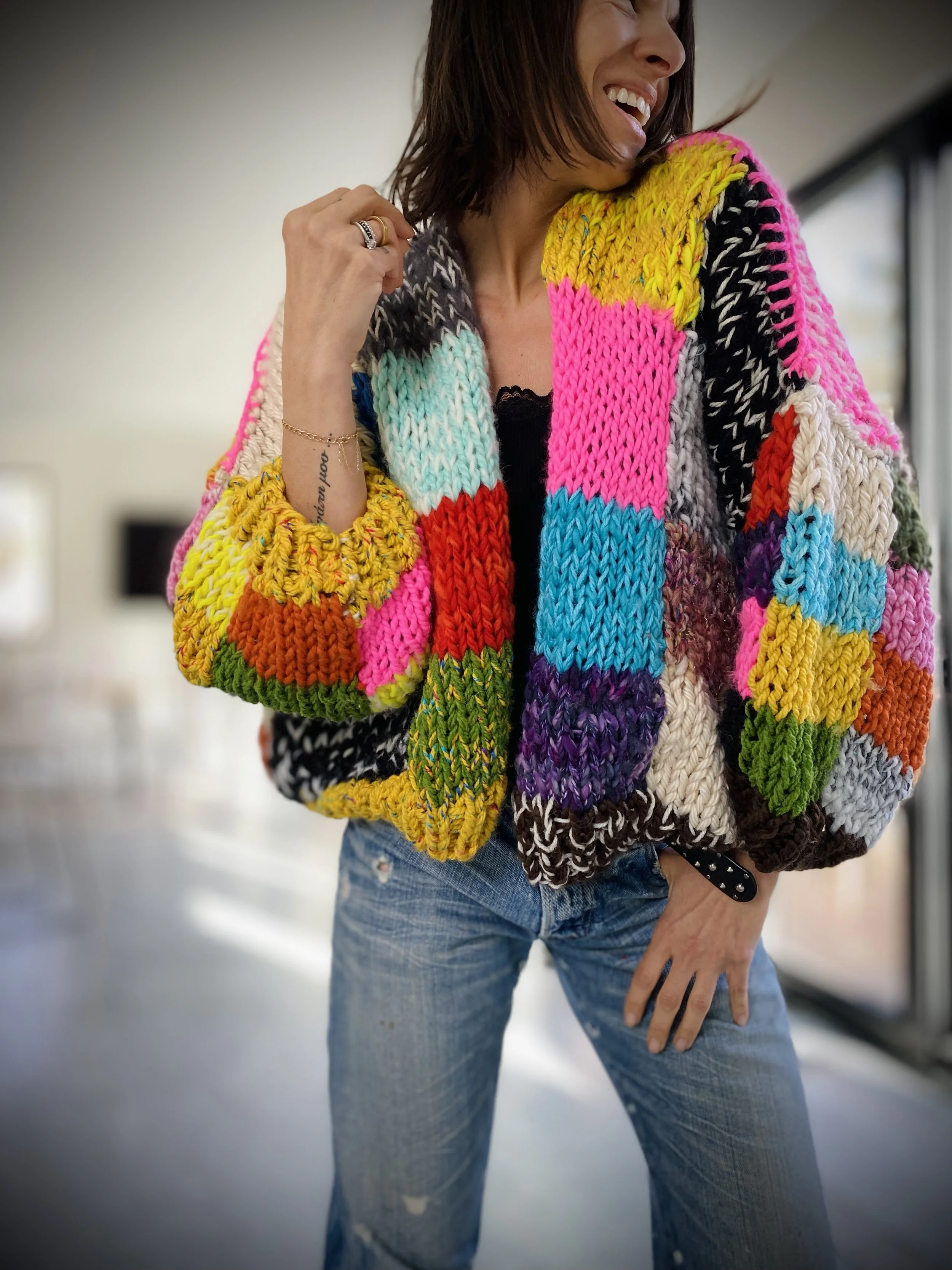 Colorful Patch Cropped Cardigan — FOR THE LOVE OF ROCKSTARS
